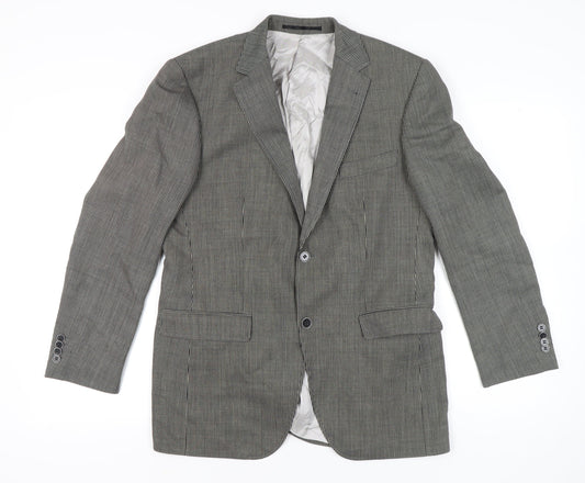Roy Robson Men’s Grey Striped Wool Blend Blazer Size 48 Regular