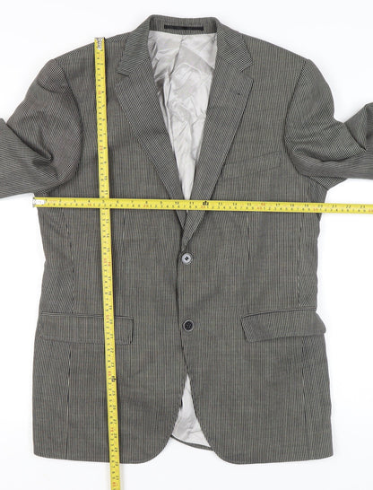 Roy Robson Men’s Grey Striped Wool Blend Blazer Size 48 Regular