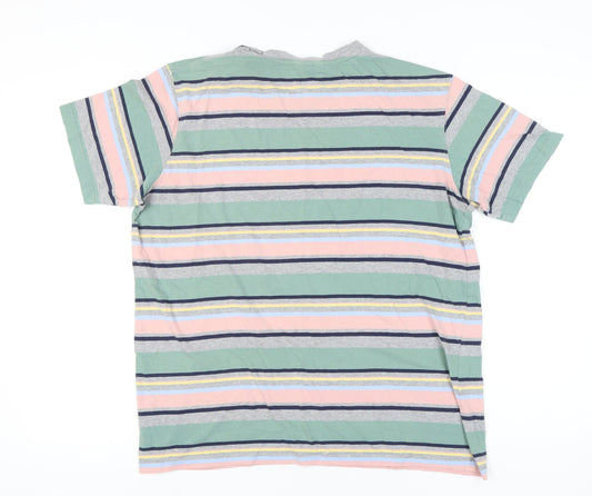 Cotton Traders Men’s XL Multicoloured Striped Crew Neck Short Sleeve T-Shirt