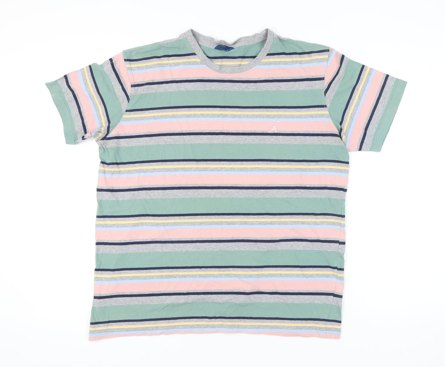 Cotton Traders Men’s XL Multicoloured Striped Crew Neck Short Sleeve T-Shirt