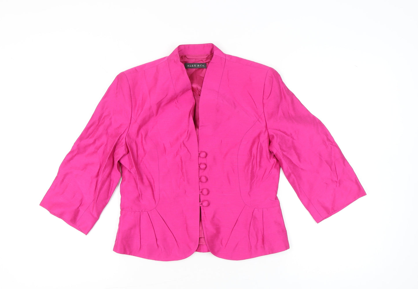 Alex & Co. Womens Pink Silk Blazer Jacket UK 10 3/4 Sleeve