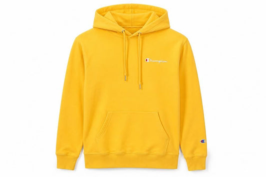 Champion Men’s Yellow Pullover Hoodie Small Logo Sportswear