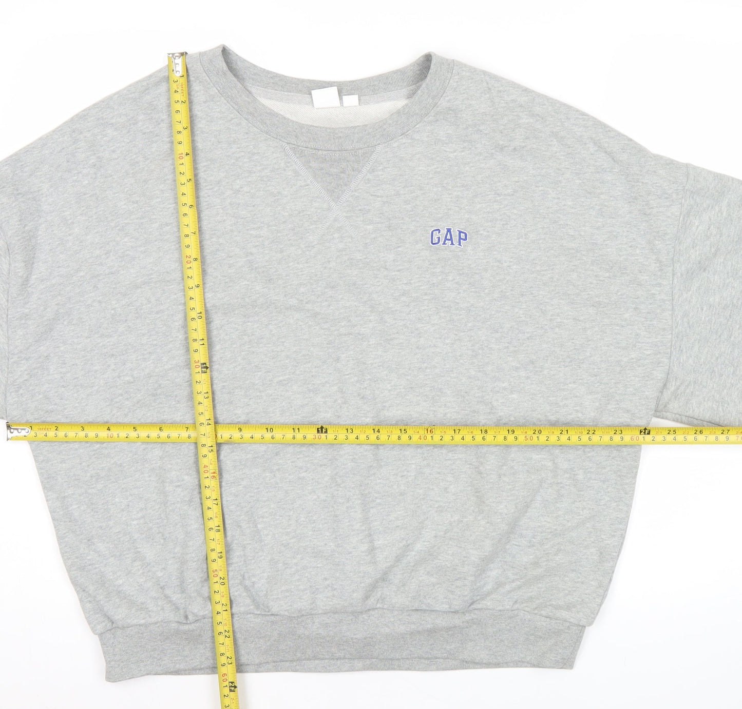 GAP Men's Grey Sweatshirt M Crew Neck Pullover Logo Cotton Blend
