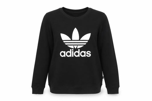 Adidas Womens Black Logo Sweatshirt UK M Cotton Blend Crew Neck