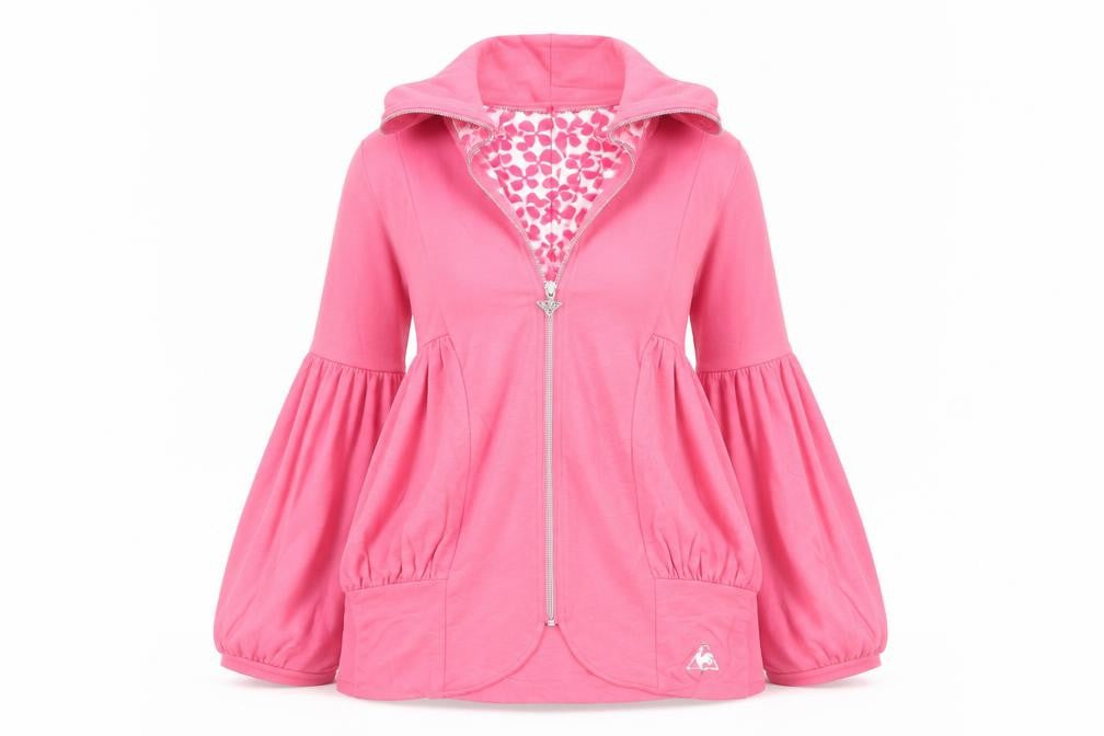 Le Coq Sportif Womens Pink Hooded Zip Jacket Size M Cotton