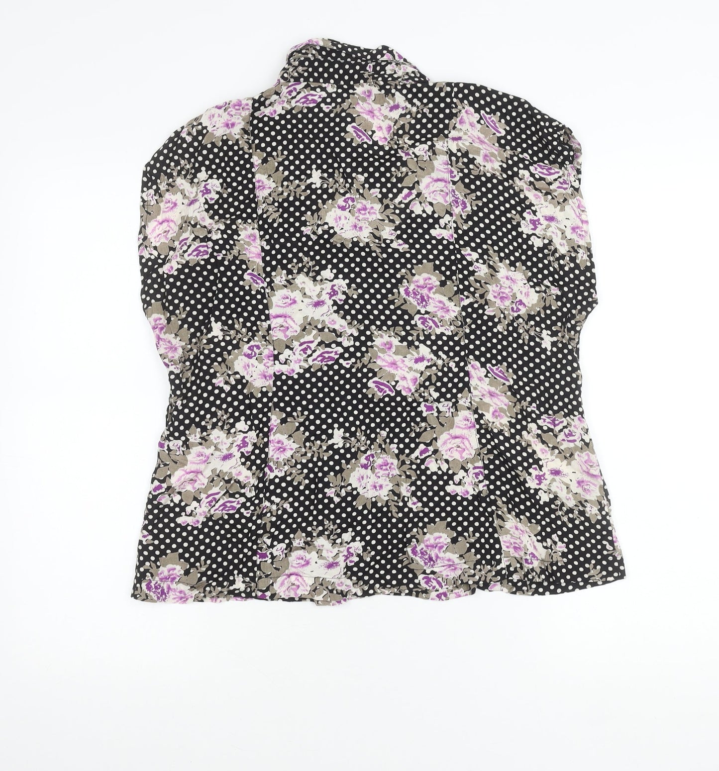 Masai Women’s Black Floral Polka Dot Viscose Tunic Blouse L
