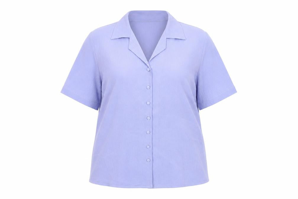 Bekerex Womens Purple Short Sleeve Button Up Shirt L