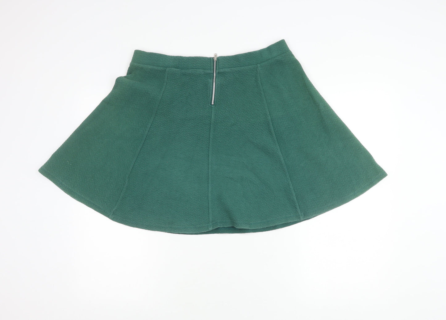 Women’s Green A-Line Skirt Size L Cotton Blend Zip Casual