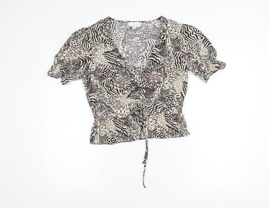 Topshop Women’s Multicoloured Animal Print Wrap Blouse UK 10