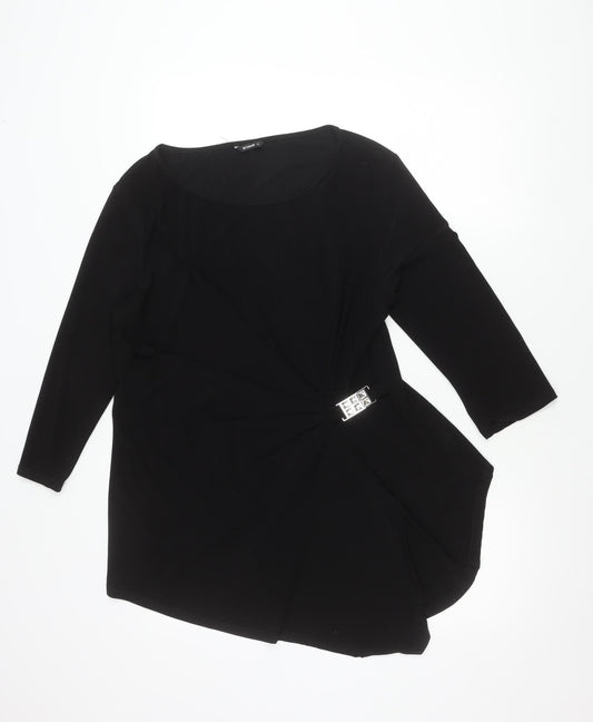 Roman Womens Black Size 18 Long Sleeve Tunic Top with Buckle