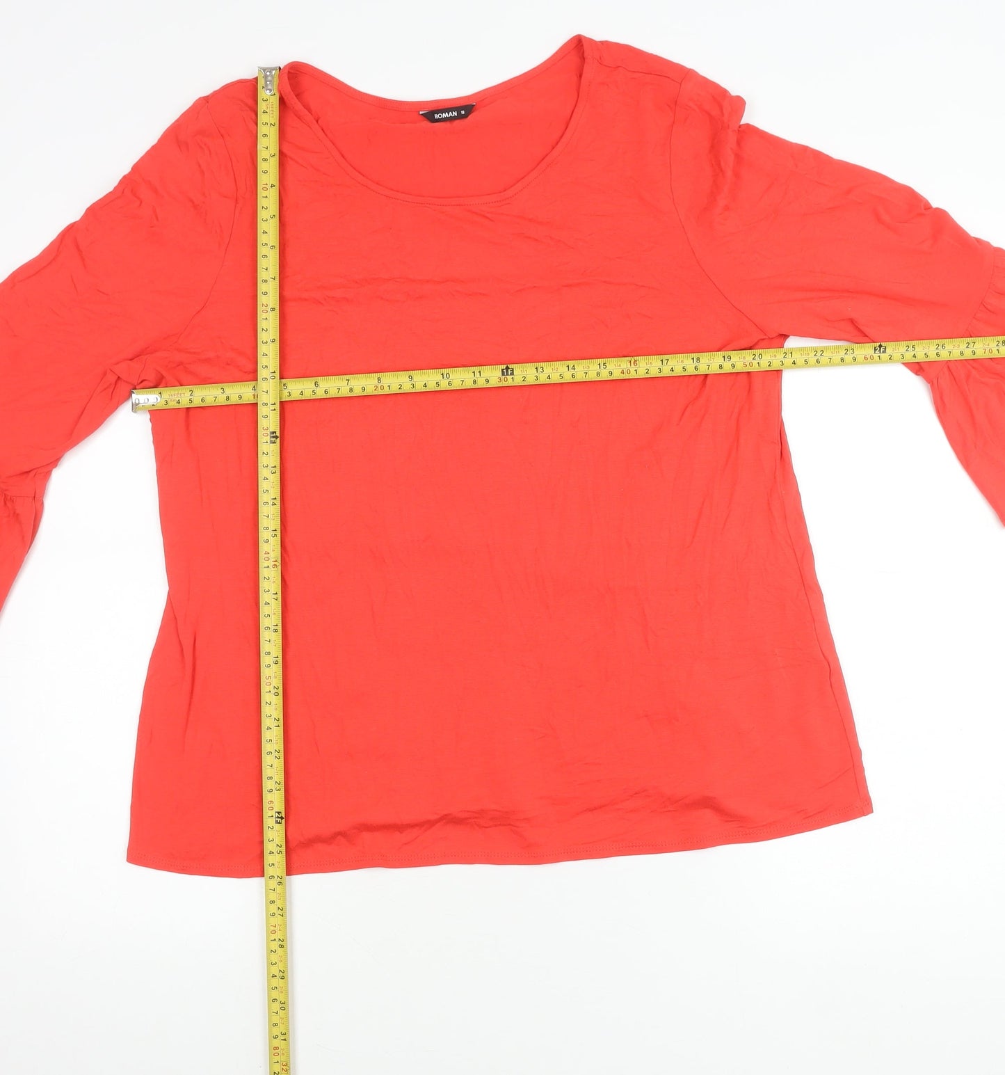 Roman Womens Red Size 18 Bell Sleeve Tunic Blouse Top