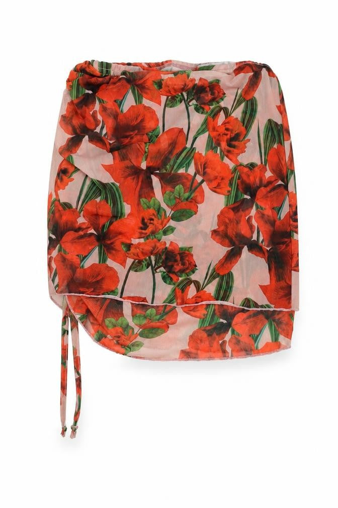PRETTYLITTLETHING Women’s Multicoloured Floral Wrap Skirt Size 6