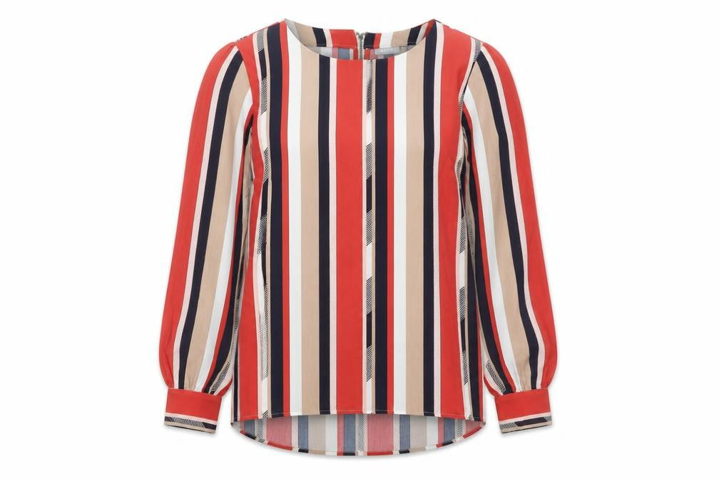Fransa Womens Multicoloured Striped Blouse XS Long Sleeve Zip