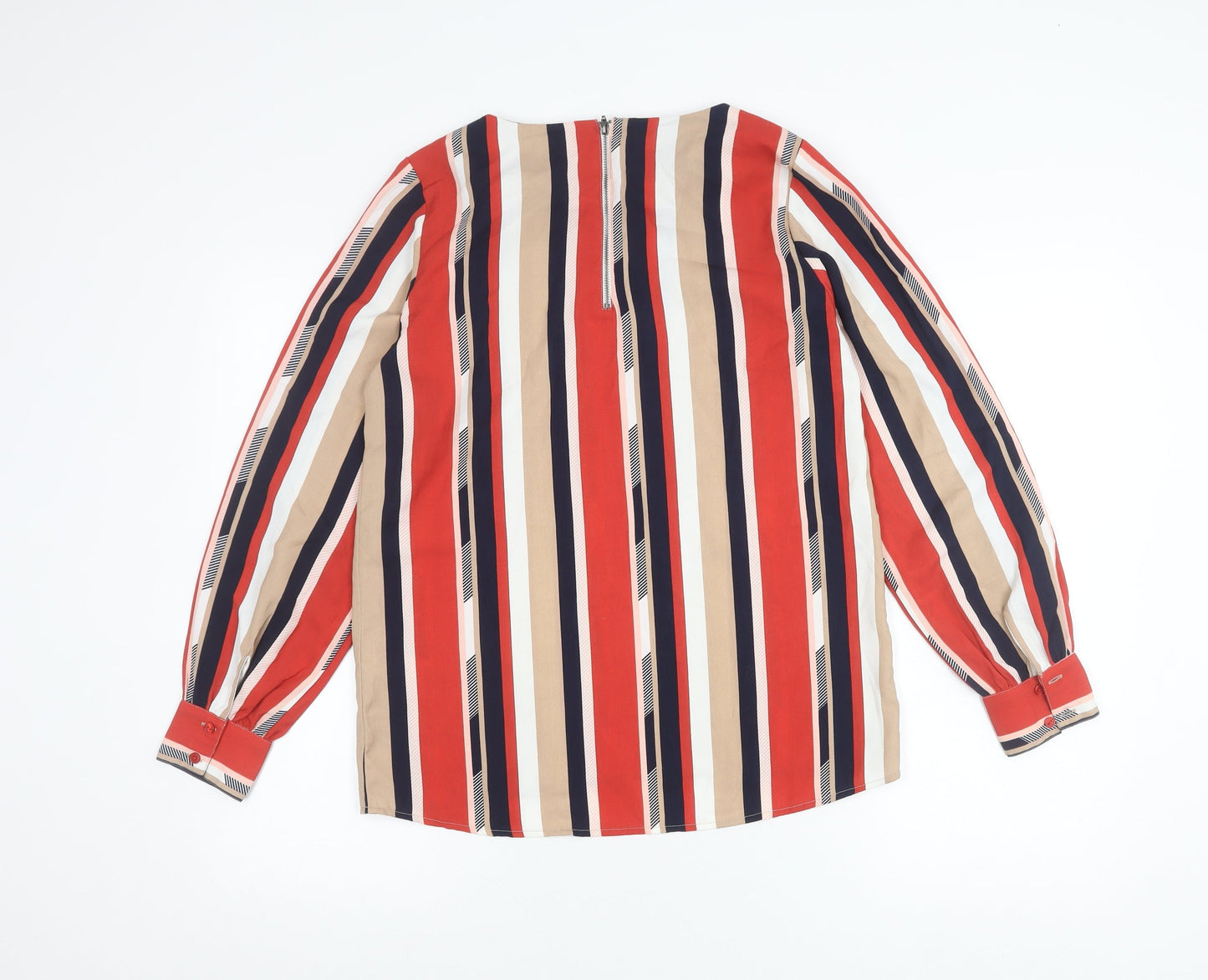 Fransa Womens Multicoloured Striped Blouse XS Long Sleeve Zip
