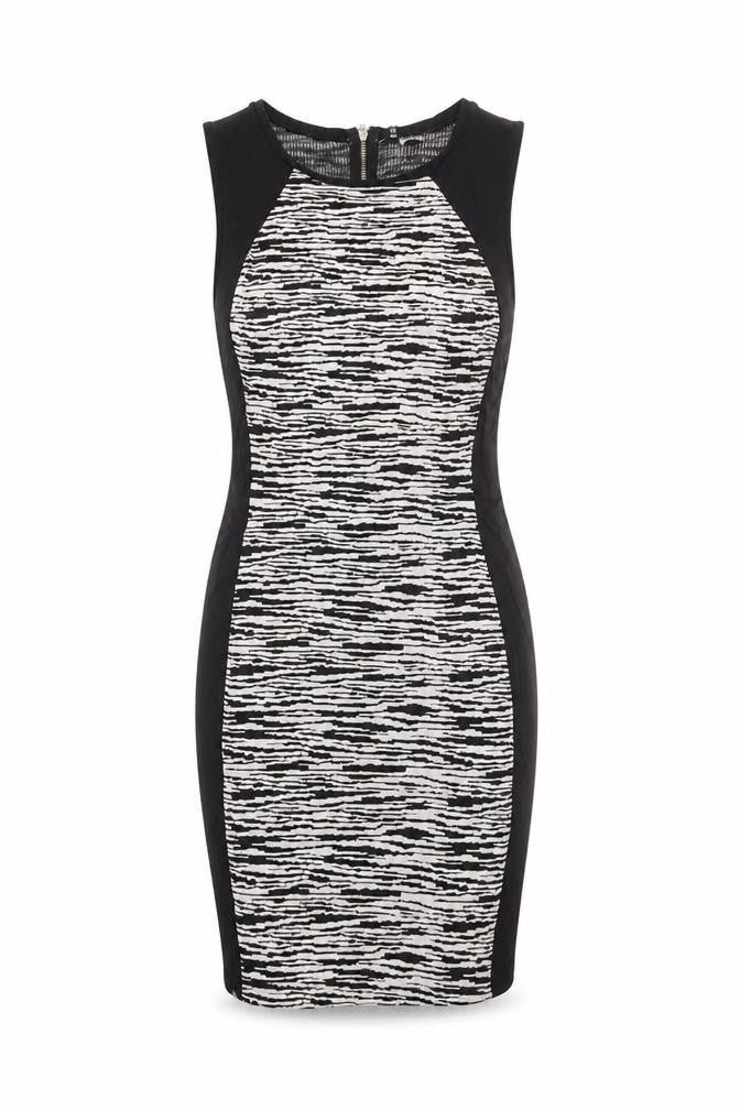 H&M Divided Womens Black White Bodycon Dress Size 12 Sleeveless