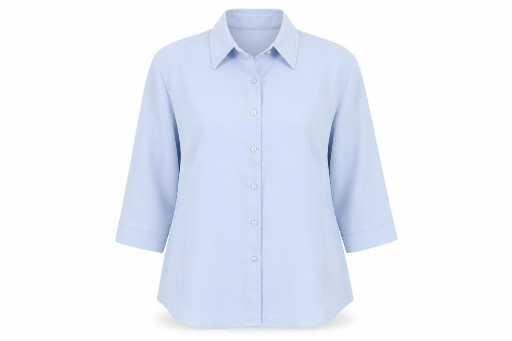 Bonmarché Womens Blue Size 16 Button-Up 3/4 Sleeve Polyester Shirt