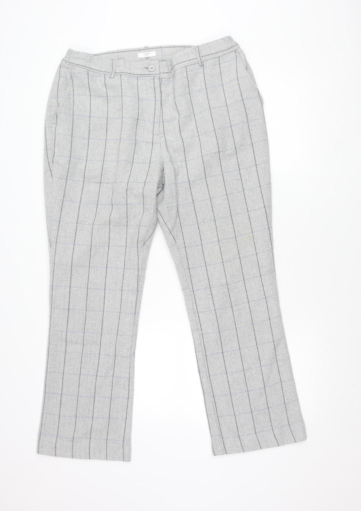 Cotton Traders Men's Grey Check Wool Blend Dress Pants Size 16 Regular