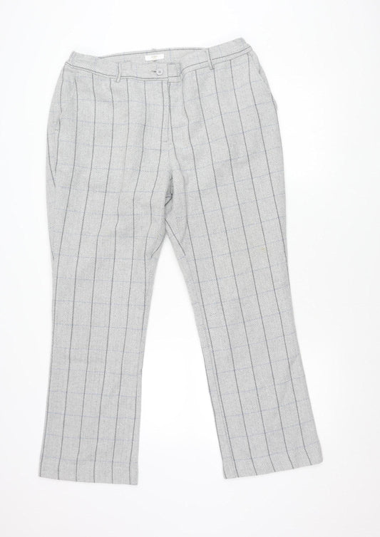 Cotton Traders Men's Grey Check Wool Blend Dress Pants Size 16 Regular