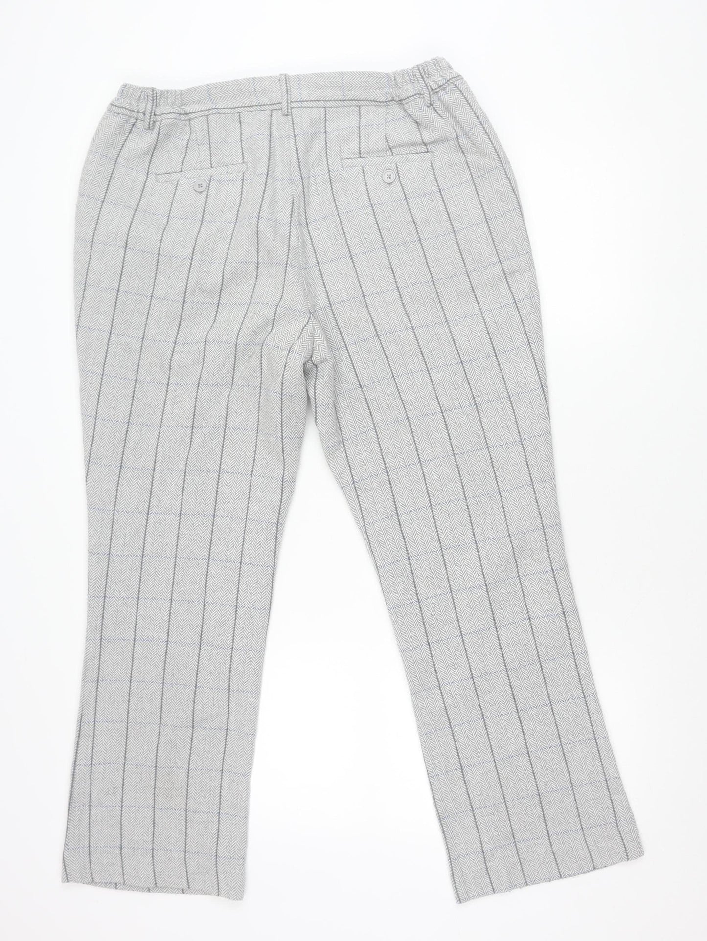 Cotton Traders Men's Grey Check Wool Blend Dress Pants Size 16 Regular