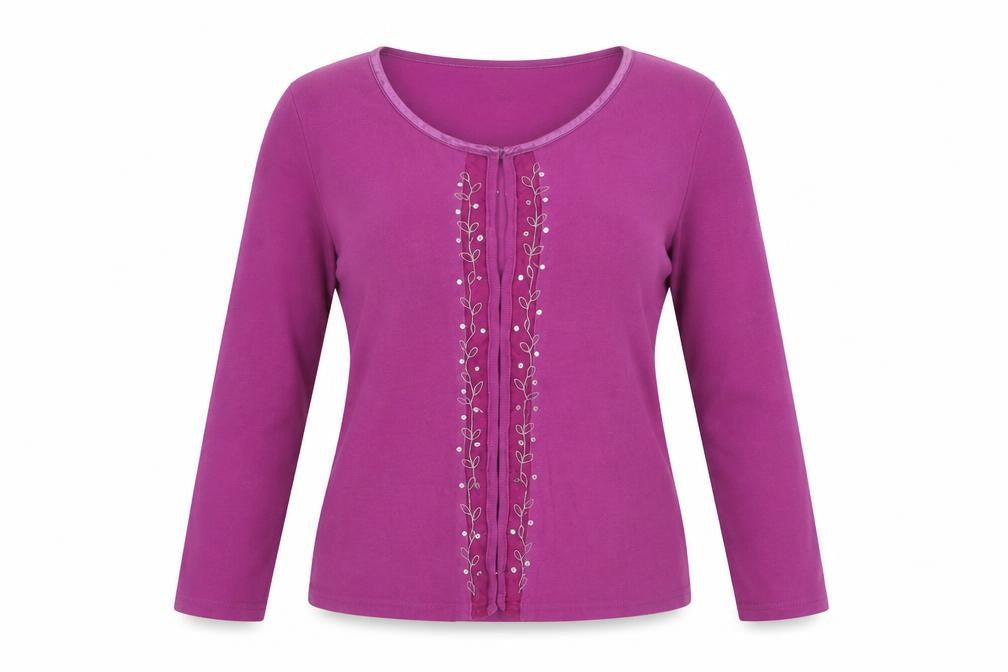 BHS Womens Purple Floral Embroidered Cardigan Knit Top Size 12