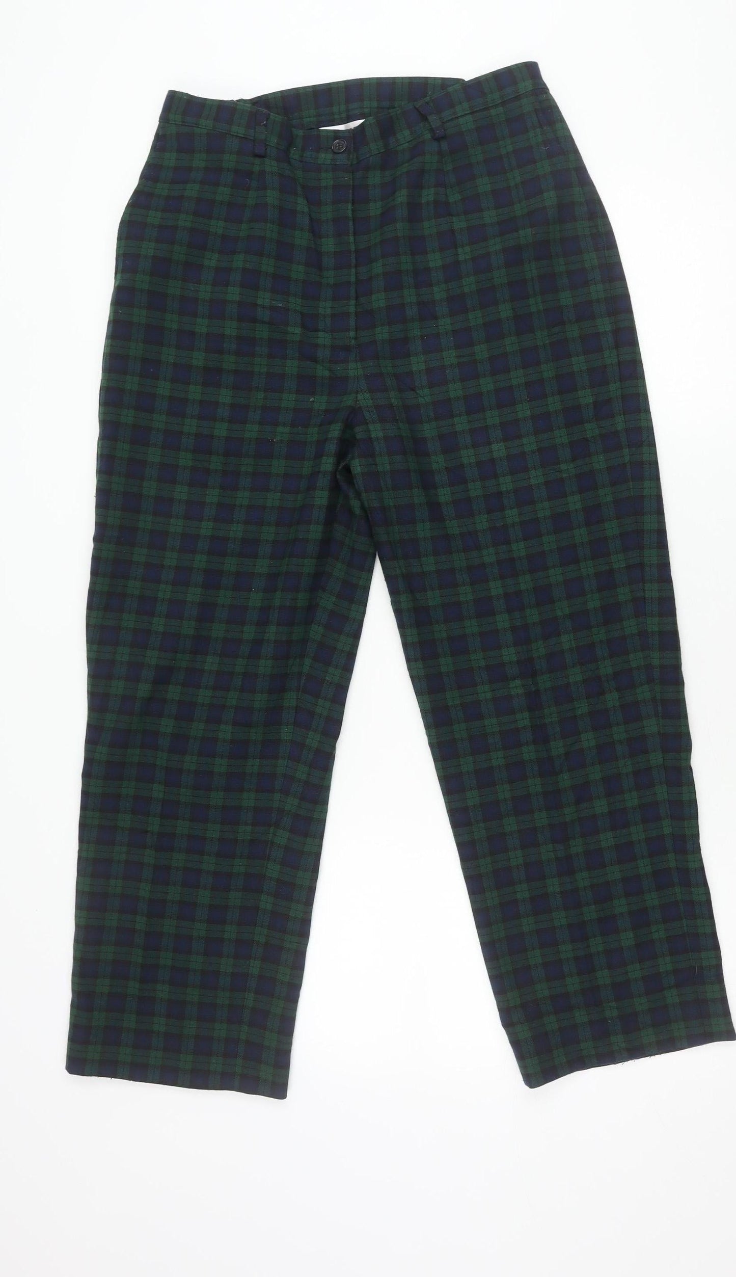 Country Collection Unisex Green Check Trousers L Straight Leg