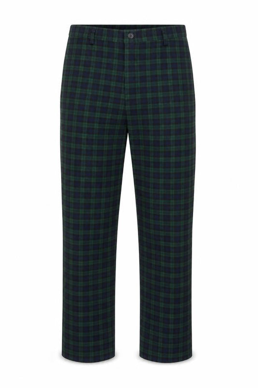 Country Mens Collection Green Check Trousers L Straight Leg