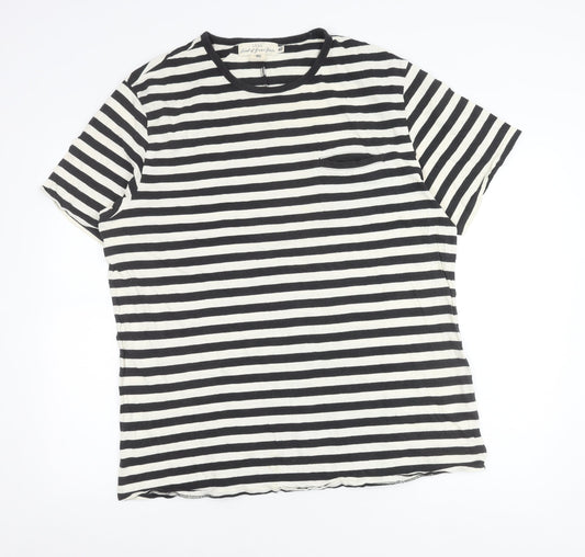 H&M Women’s Black White Striped Cotton T-Shirt XL