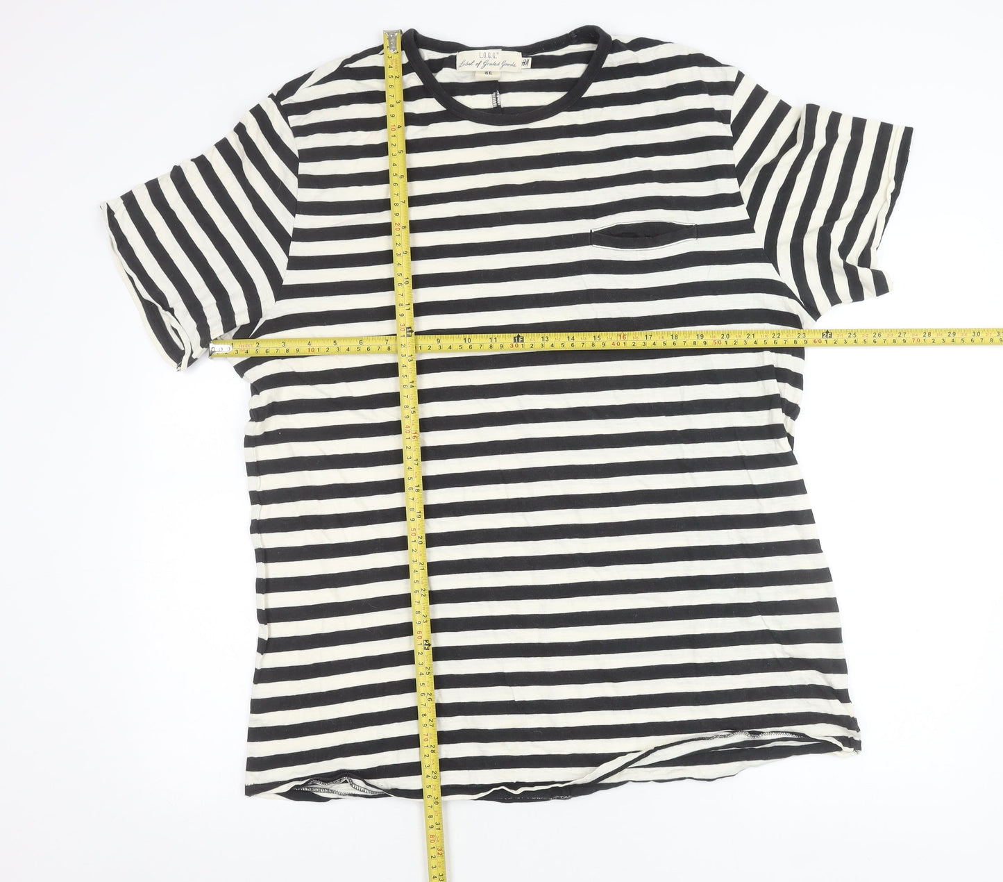 H&M Women’s Black White Striped Cotton T-Shirt XL