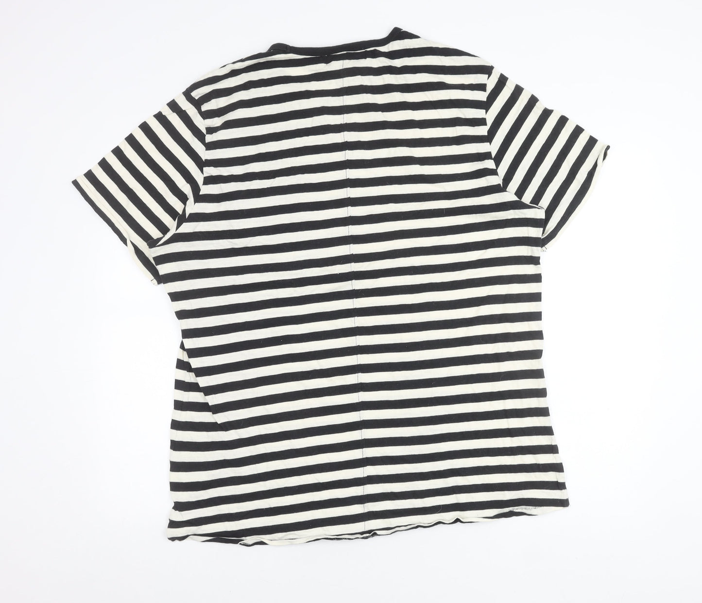 H&M Women’s Black White Striped Cotton T-Shirt XL