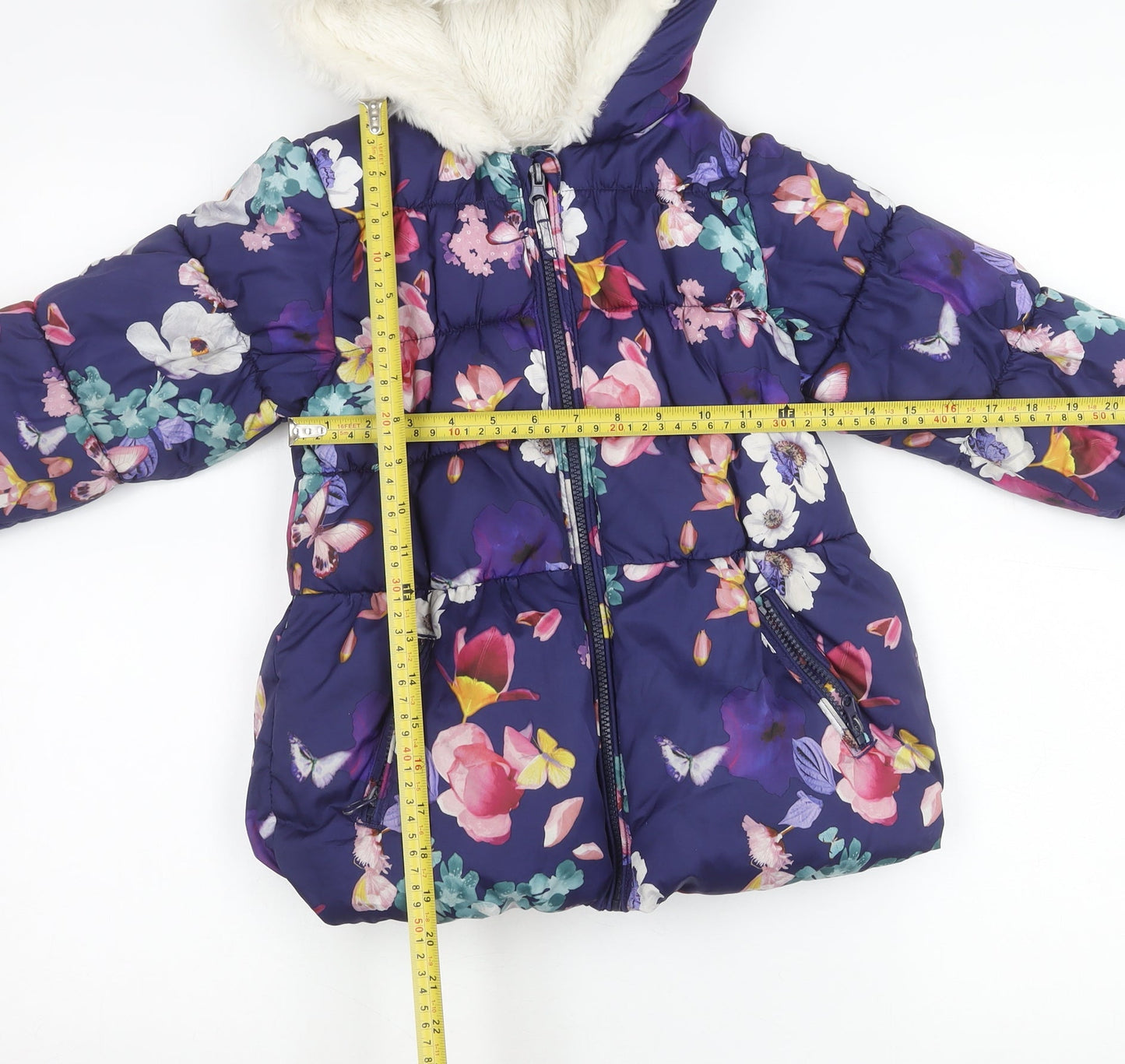 Marks and Spencer Girls Multicoloured 6-7Y Floral Hooded Puffer Jacket