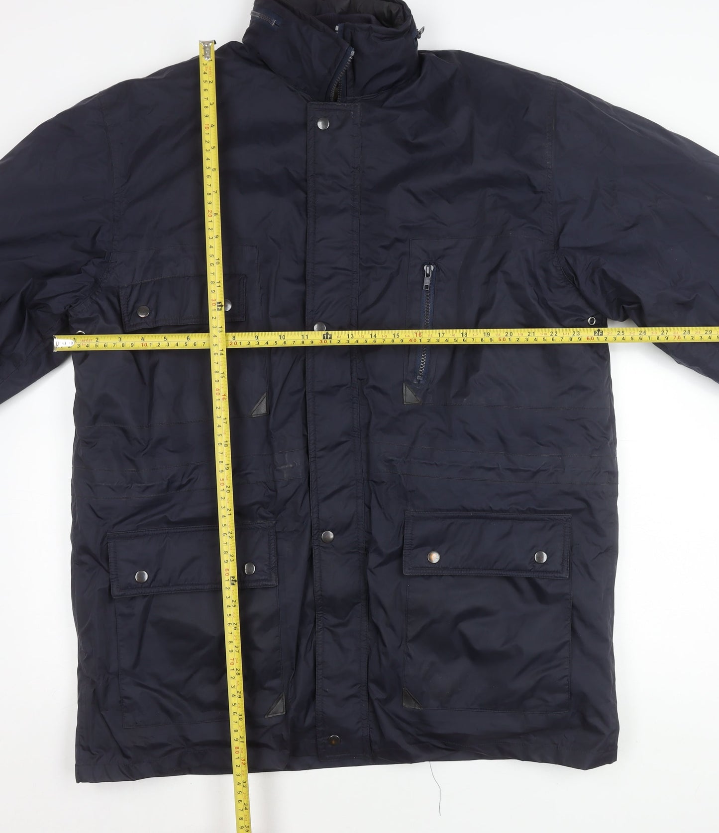 Bolt Men's Blue Parka Jacket L Full Zip Pockets Water Resistant