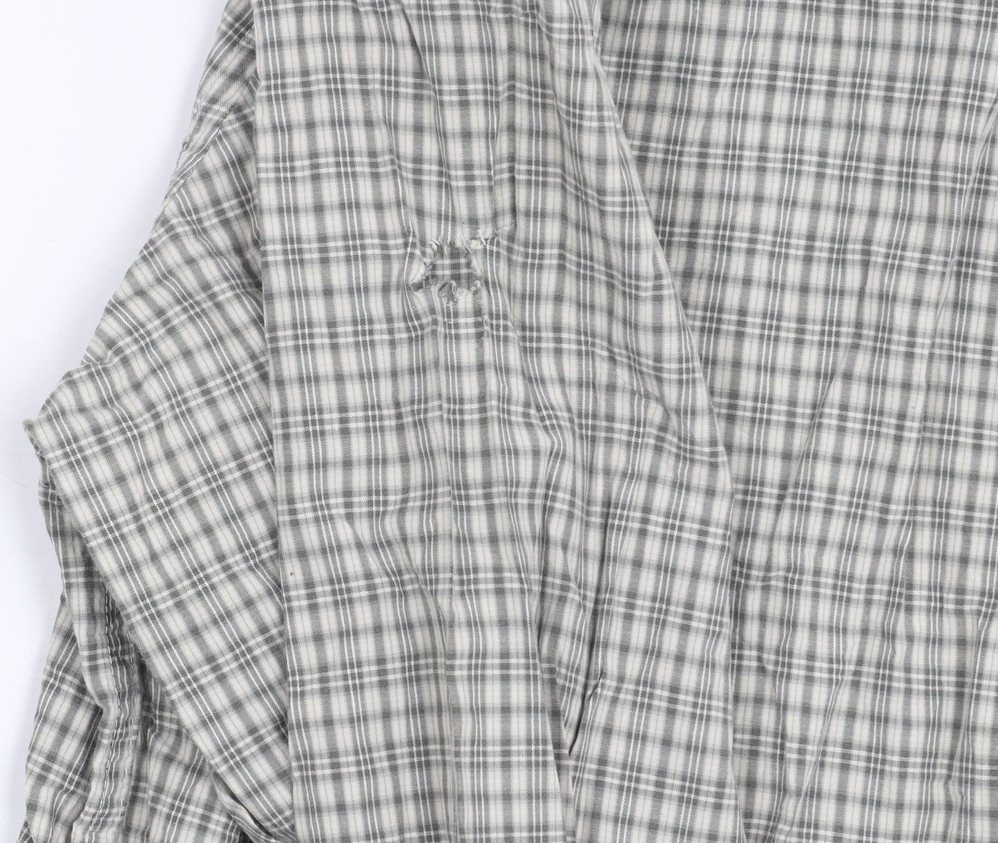 George Men’s Grey Check Long Sleeve Button-Up Cotton Shirt L