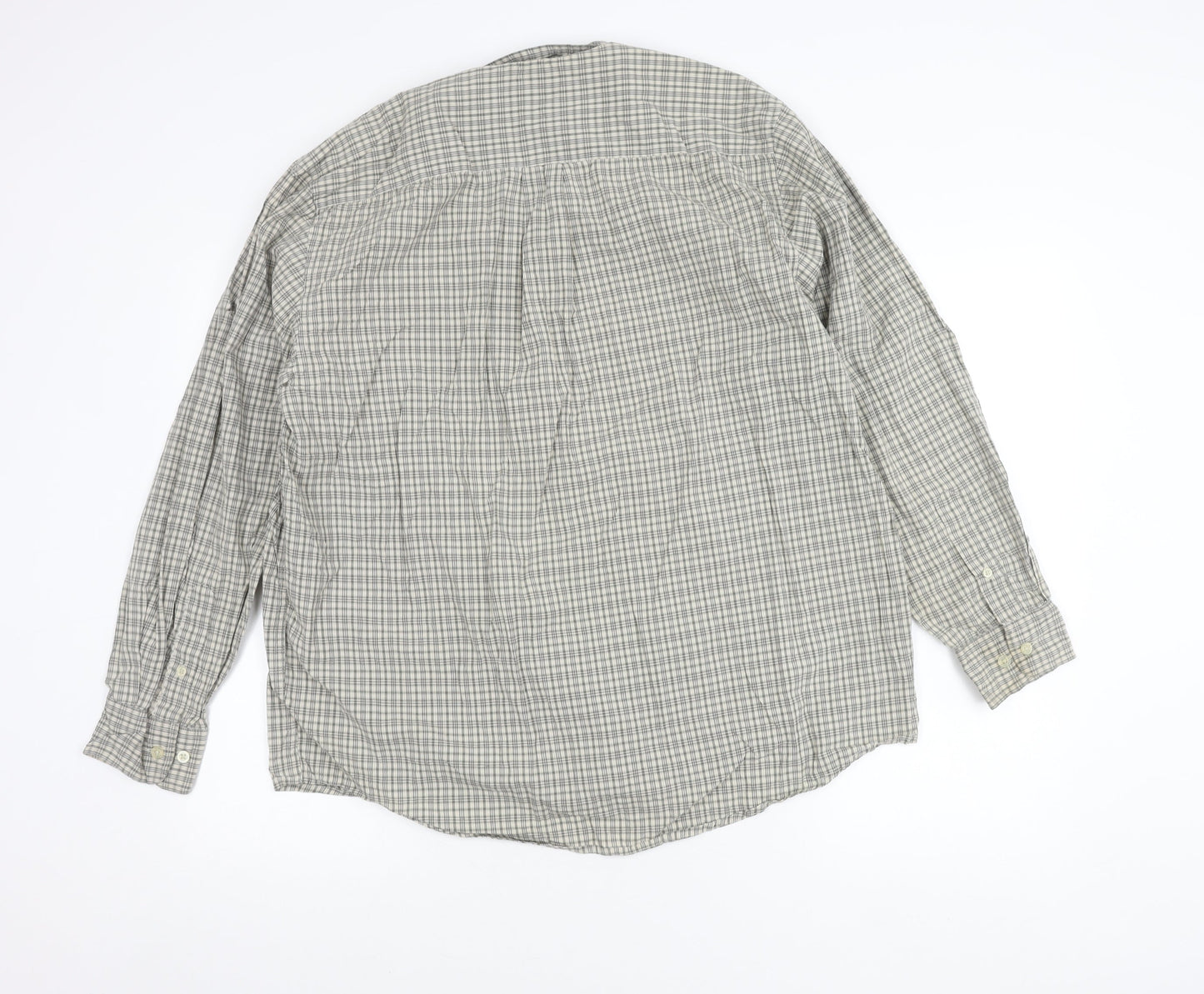 George Men’s Grey Check Long Sleeve Button-Up Cotton Shirt L