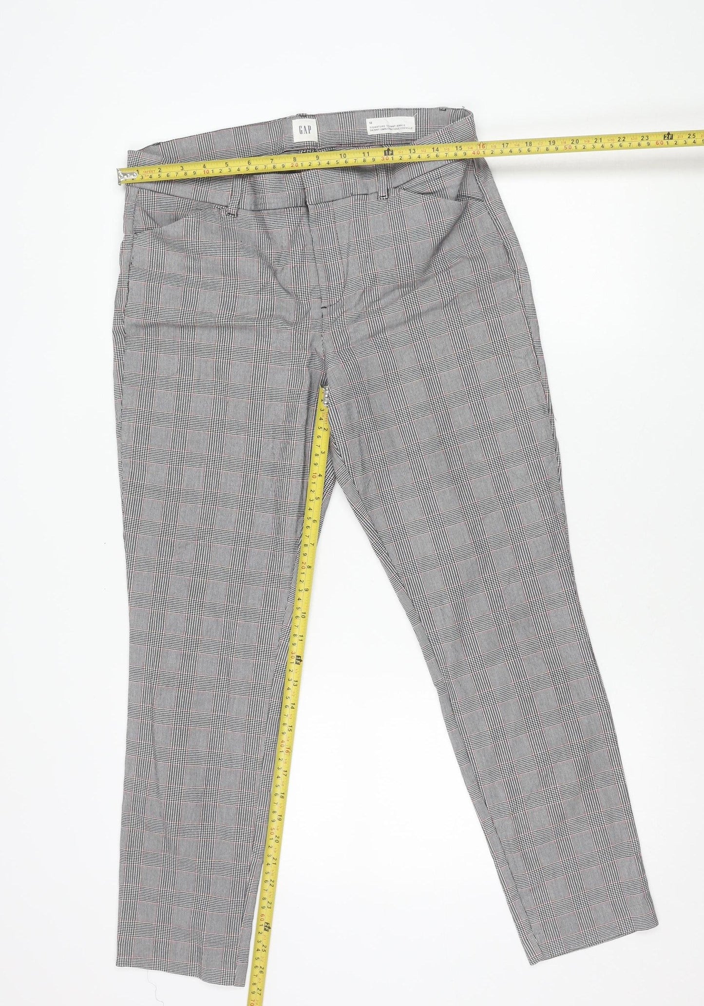 GAP Womens Grey Check Skinny Ankle Trousers Size 12