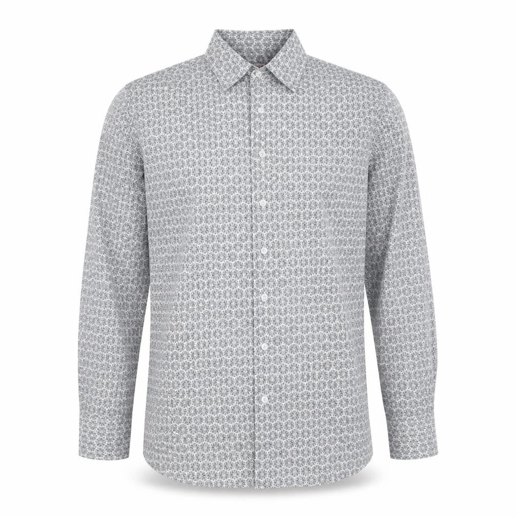 Tablecloth Men's White Geometric Long Sleeve Button-Up Shirt M