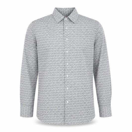 Tablecloth Men's White Geometric Long Sleeve Button-Up Shirt M