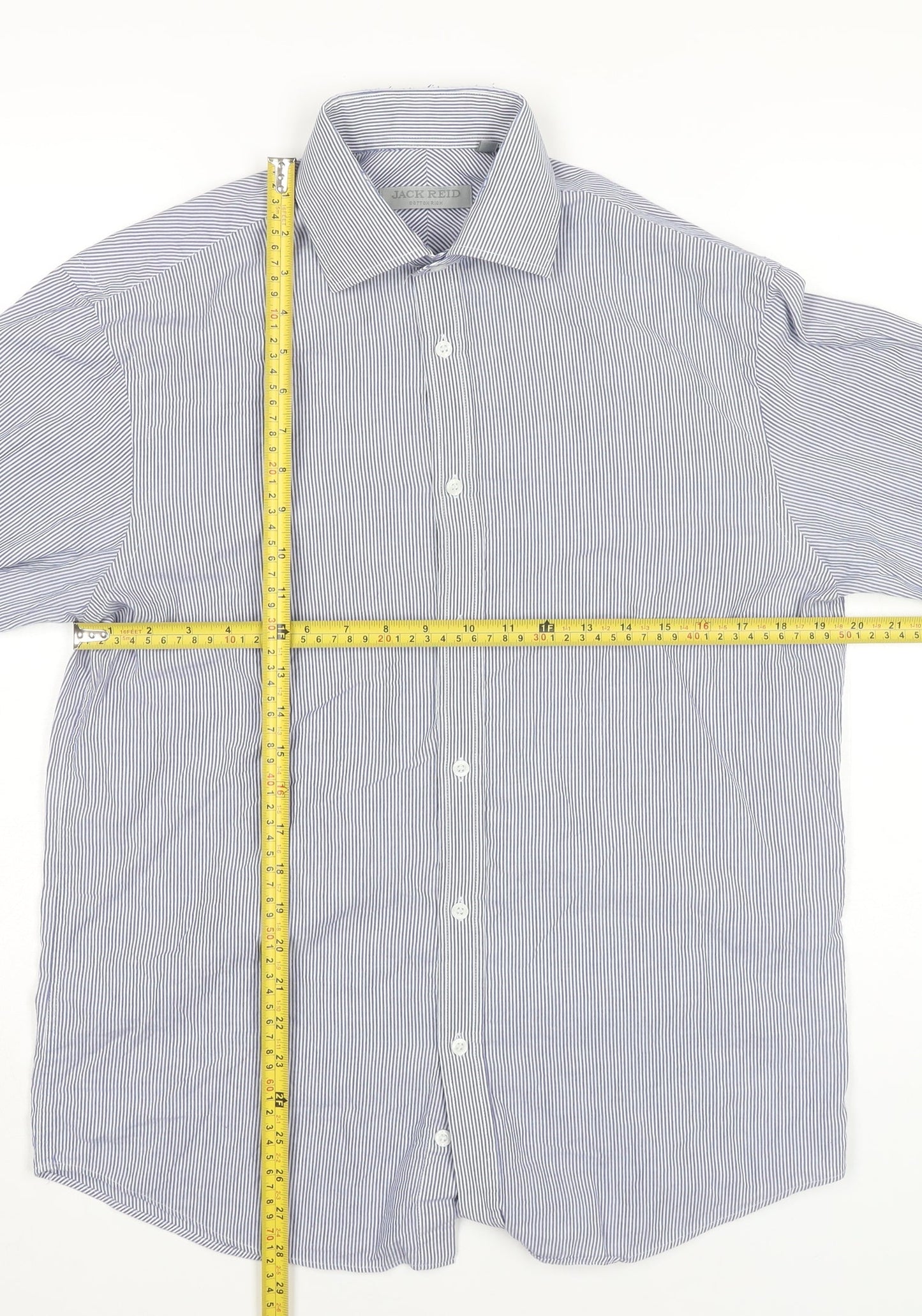 Jack Reid Men's Blue Striped Dress Shirt Size 15/38 Long Sleeve