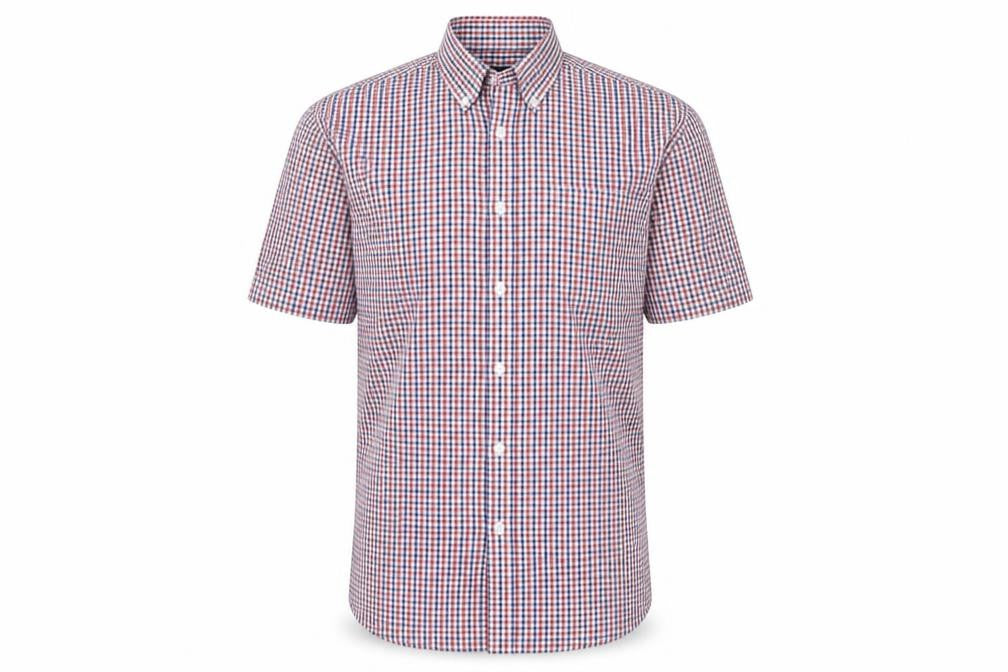 Cedarwood State Men's Multicoloured Checked Short Sleeve Shirt Size 15 Slim Fit