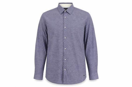 Scotch & Soda Men’s Blue Polka Dot Cotton Long Sleeve Dress Shirt L