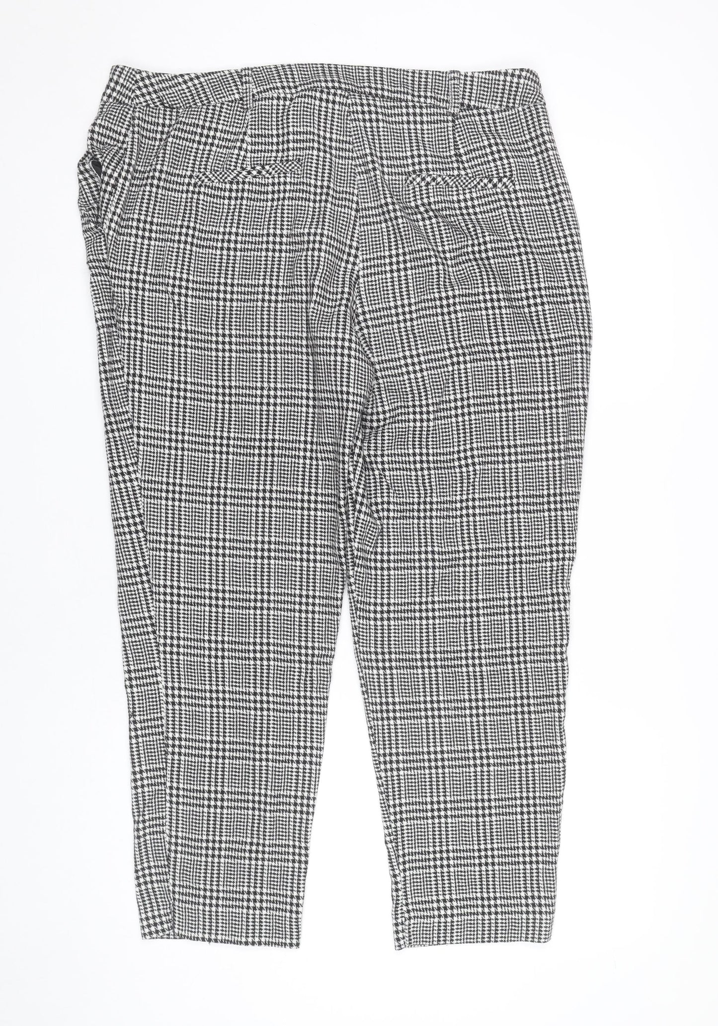 Dorothy Perkins Women’s Black Check Tapered Trousers UK 14 Slim Fit