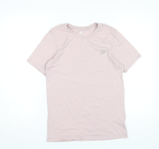 Nike Womens Pink Short Sleeve Athletic Fit Cotton T-Shirt Size S