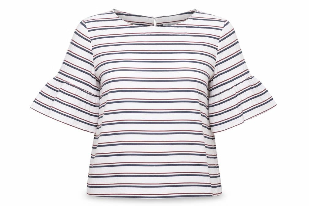 Forever New Womens Striped Blouse Size 10 Multicoloured Flared Sleeve
