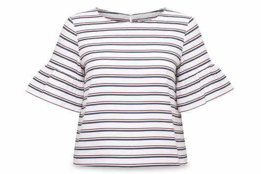 Forever New Womens Striped Blouse Size 10 Multicoloured Flared Sleeve