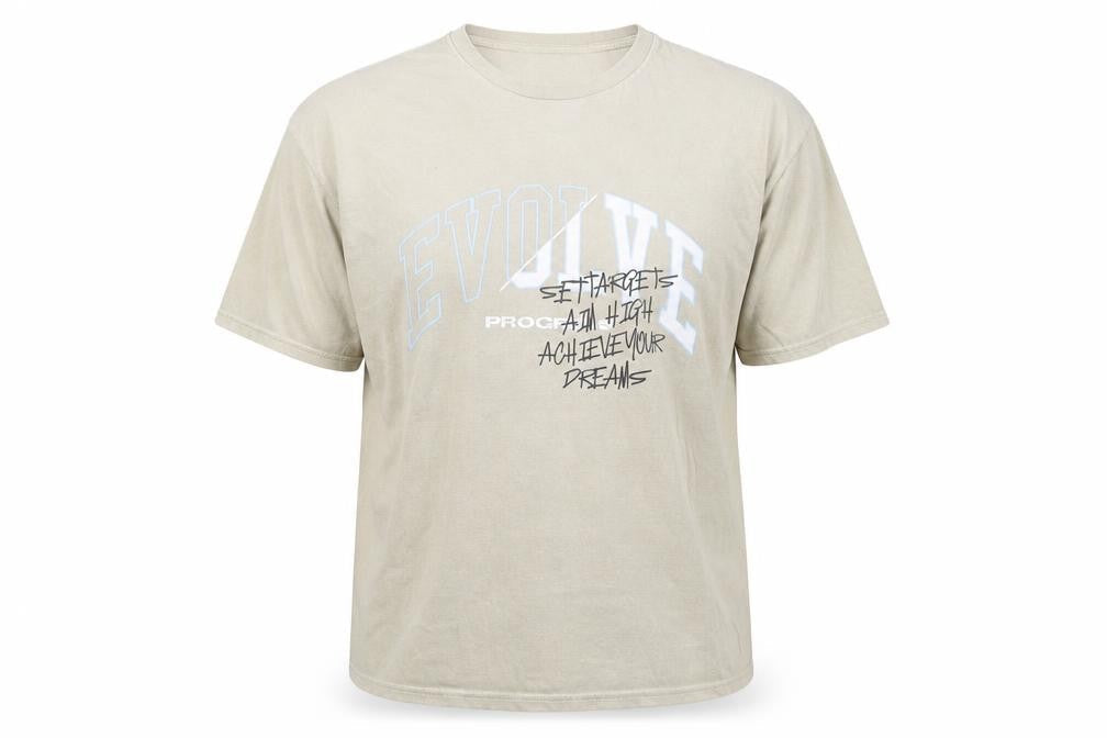 New Look Men Beige Graphic Logo Cotton T-Shirt Size L