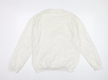 G&G Womens White Medium Pullover Sweatshirt with Logo