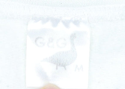 G&G Womens White Medium Pullover Sweatshirt with Logo