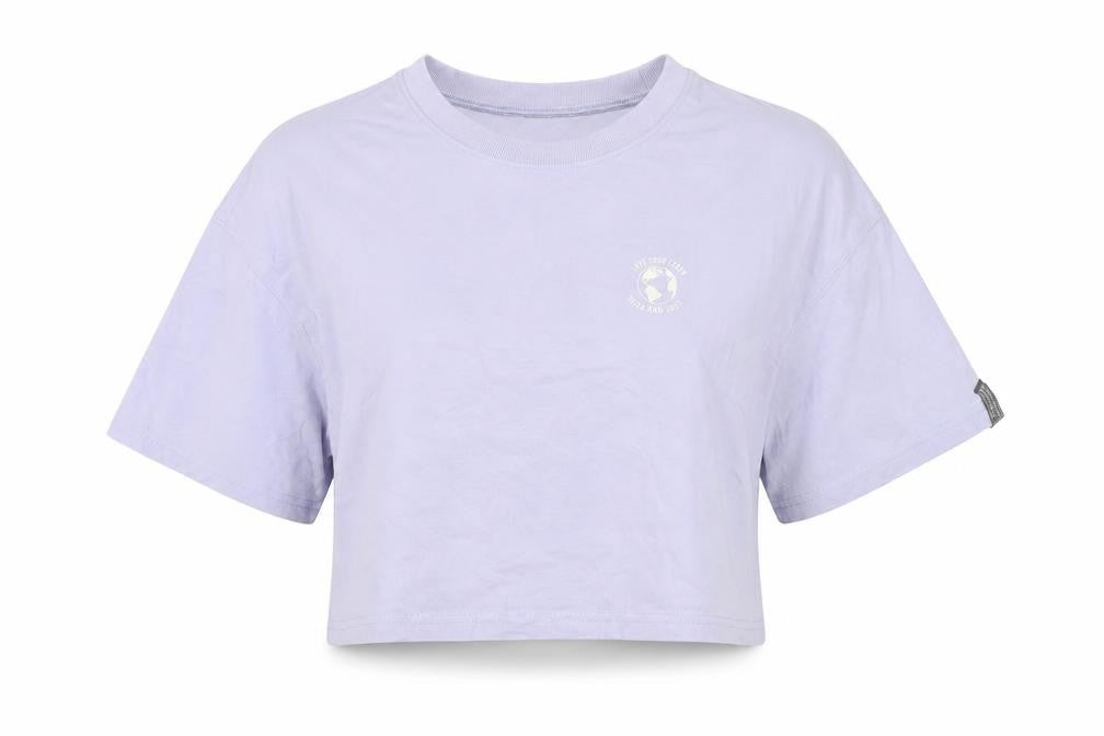 H&M Women Purple Cropped T-Shirt Size 12 Cotton Short Sleeve Casual