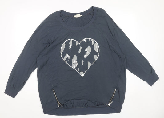 A Postcard From Brighton Women’s Blue Heart Jersey Top Size S
