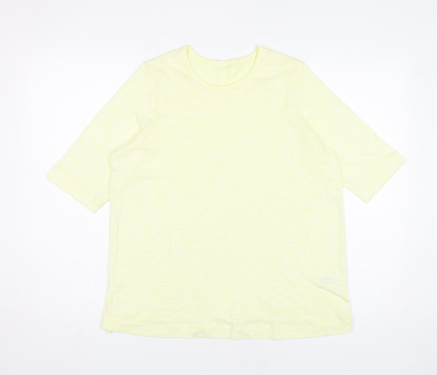 Marks and Spencer Women Yellow Size 16 Cotton Blend 3/4 Sleeve T-Shirt