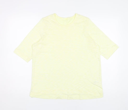 Marks and Spencer Women Yellow Size 16 Cotton Blend 3/4 Sleeve T-Shirt